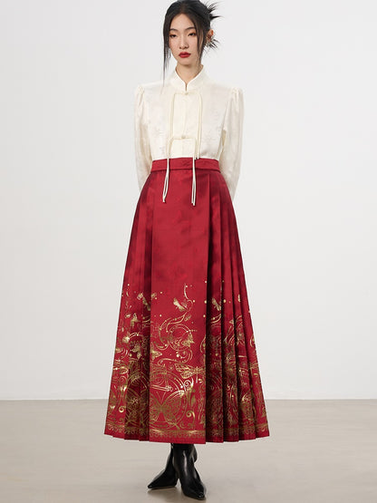 China Embroidery Elegant Butterfly Flare Pealts Long-Skirt