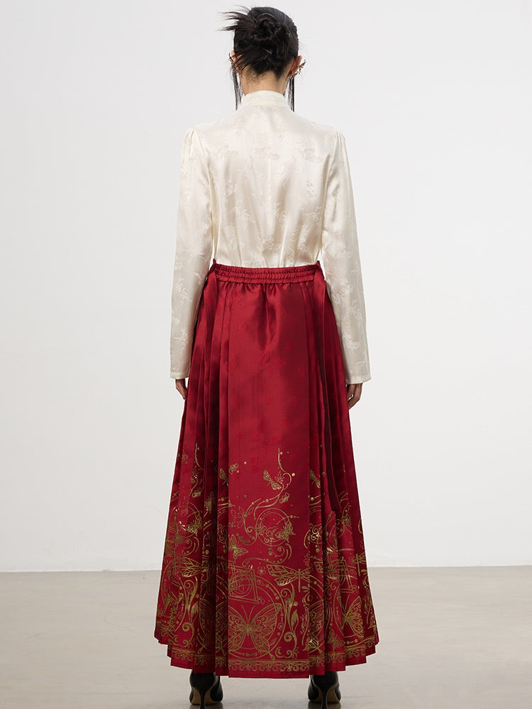 China Embroidery Elegant Butterfly Flare Pealts Long-Skirt