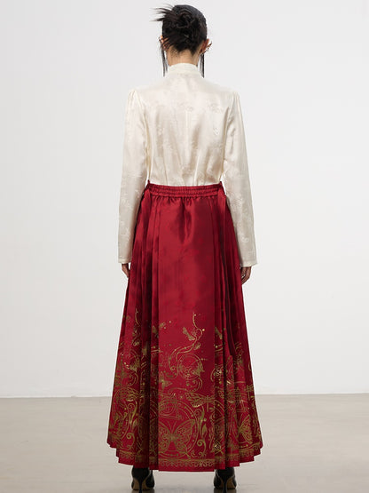 China Embroidery Elegant Butterfly Flare Pealts Long-Skirt