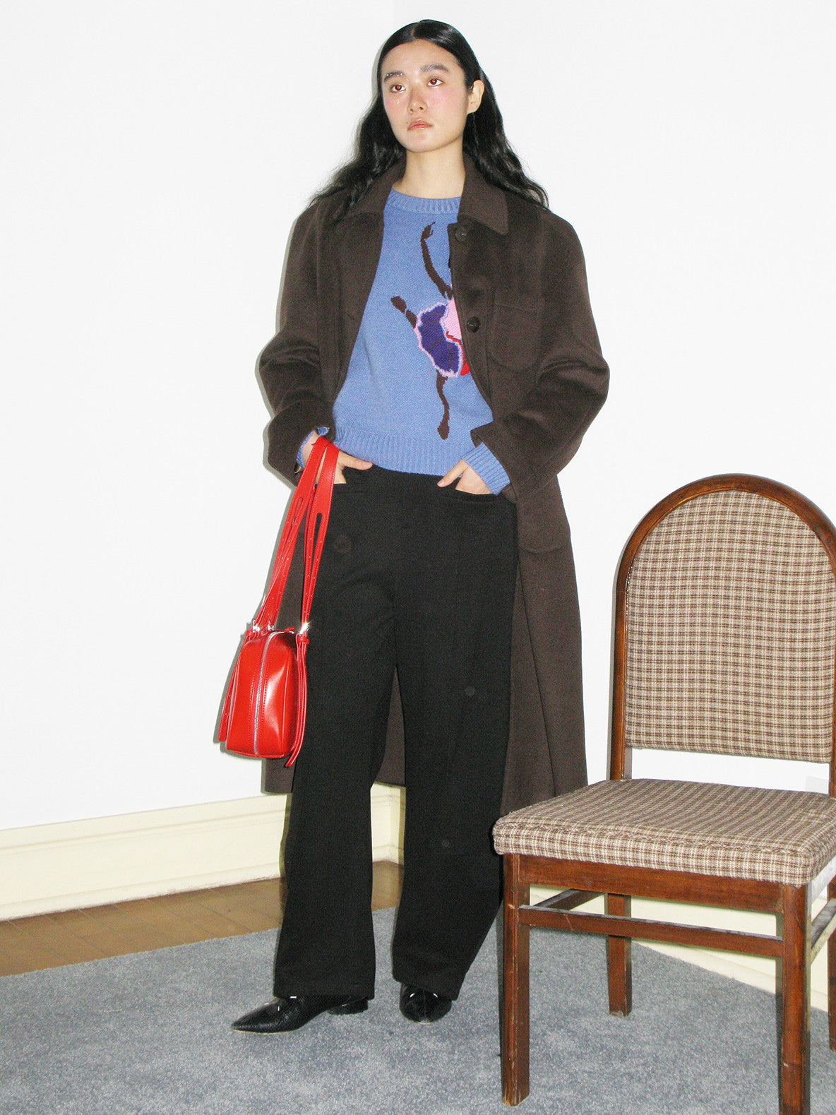 Wool Long Chic Simple Soutiencollar-Coat