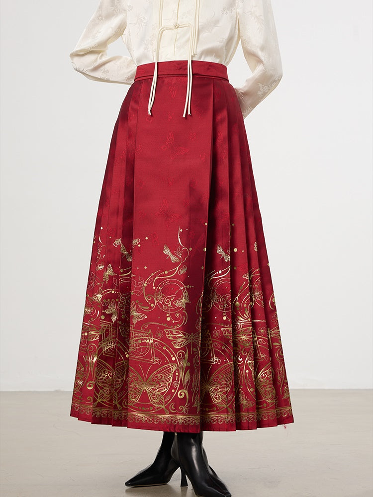 China Embroidery Elegant Butterfly Flare Pealts Long-Skirt