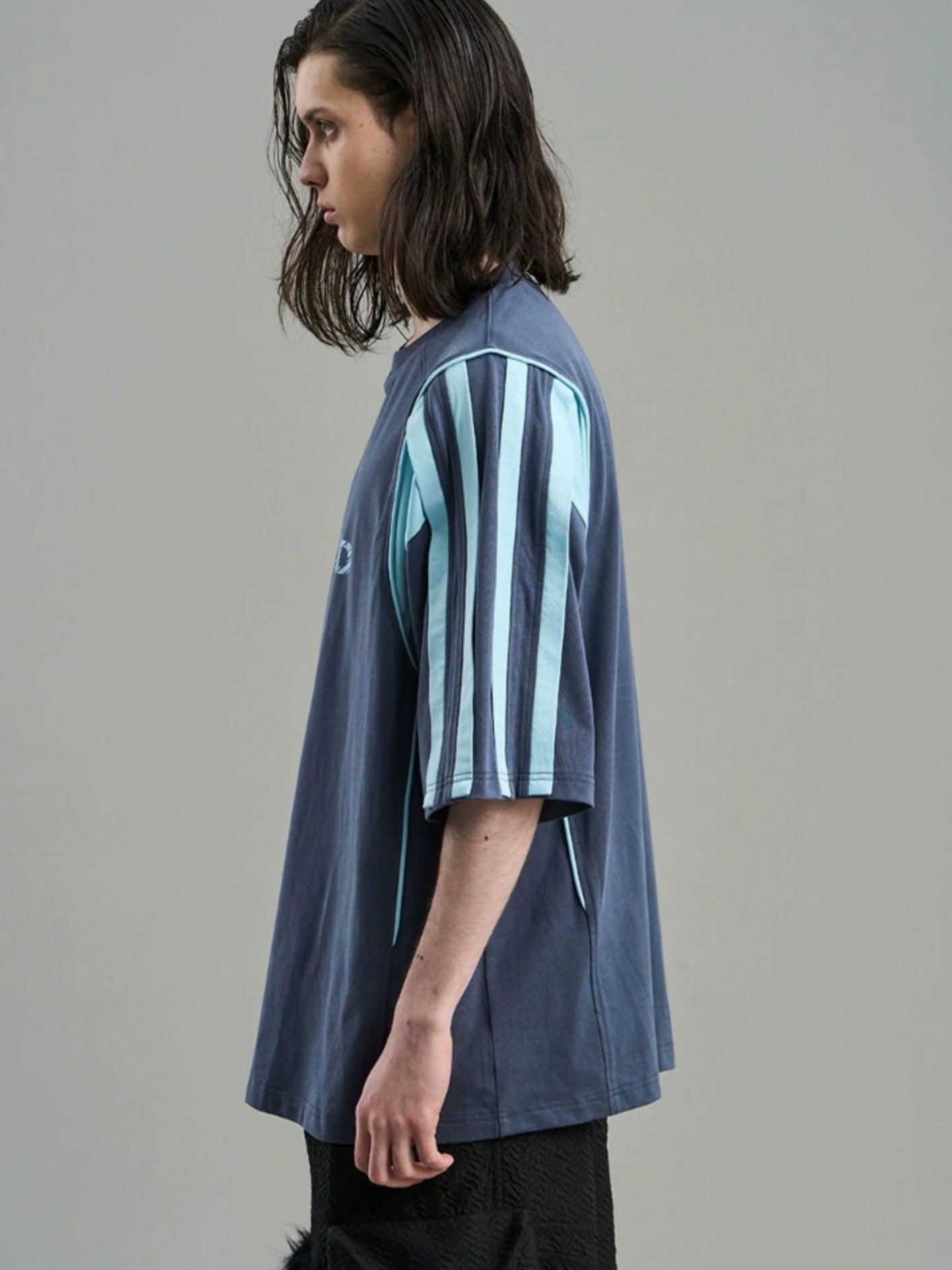 Sporty Side-Line Oversize Bi-Color T-Shirt