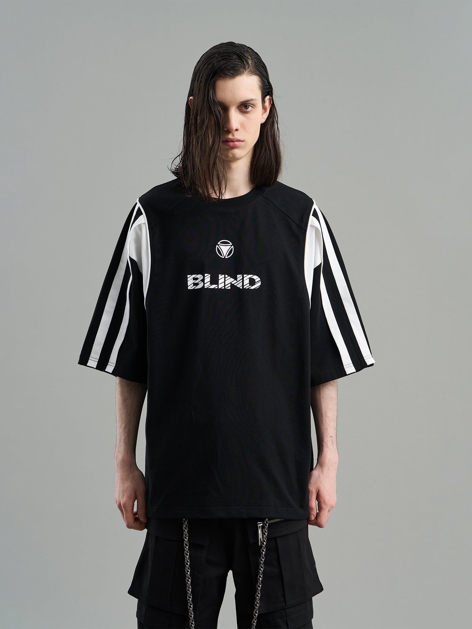 Sporty Side-Line Oversize Bi-Color T-Shirt