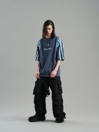 Sporty Side-Line Oversize Bi-Color T-Shirt