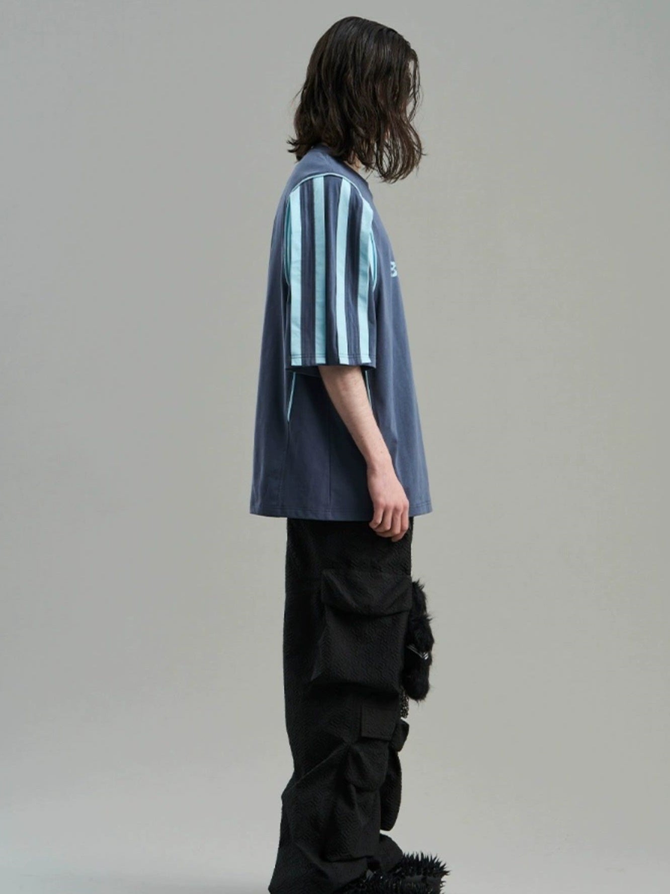 Sporty Side-Line Oversize Bi-Color T-Shirt