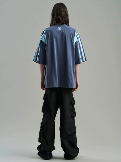 Sporty Side-Line Oversize Bi-Color T-Shirt