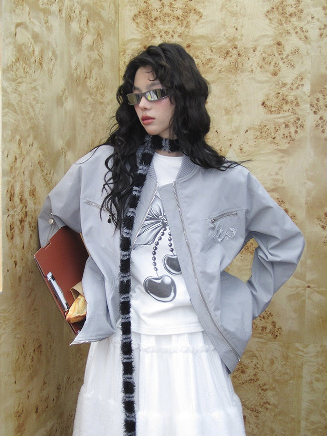 Chic No-Collar Retro Dragon Stickerei Blouson