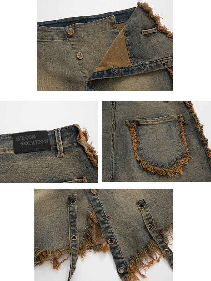 Schaden Denim Casual Quaste Kurzehandeln