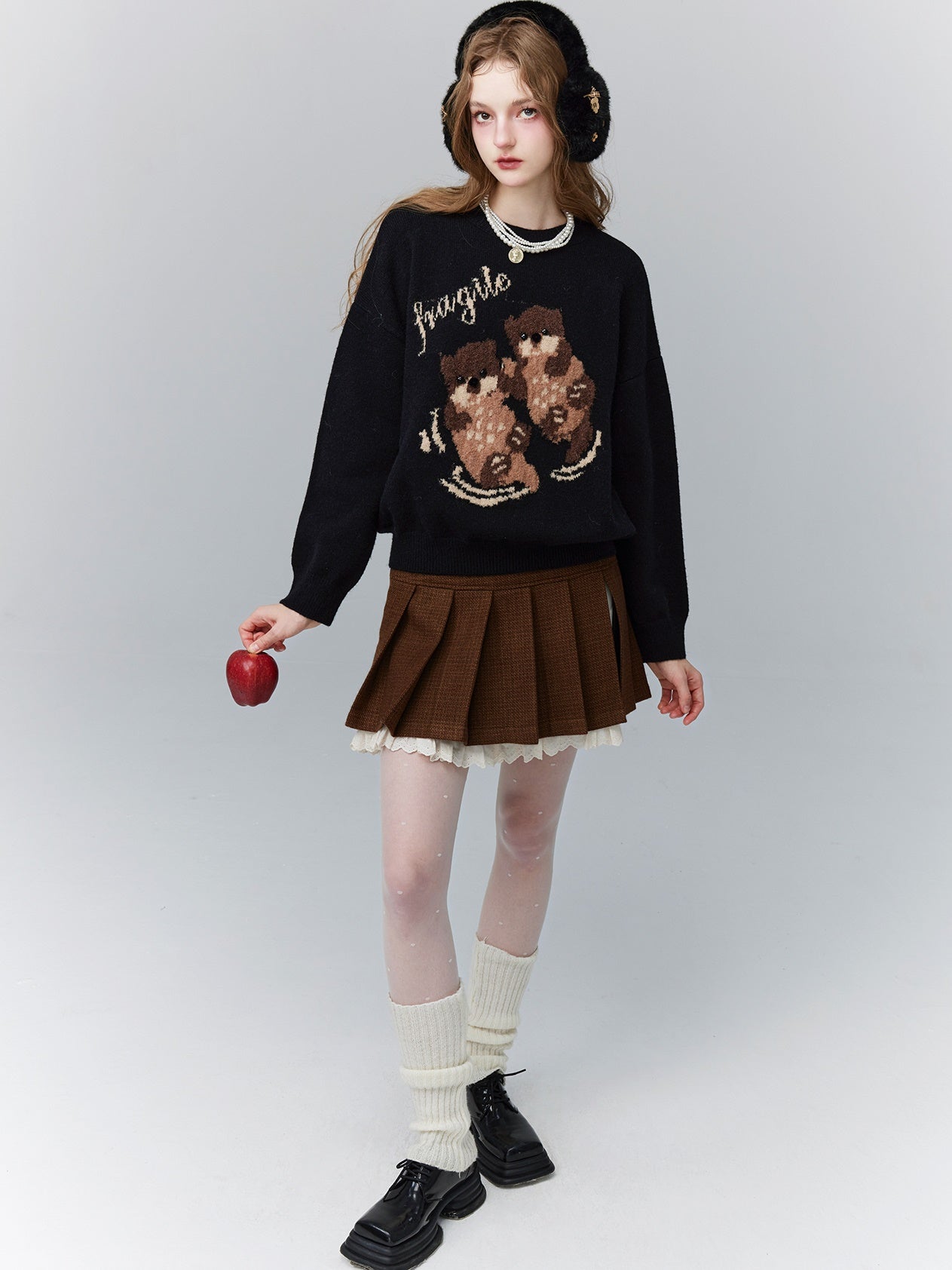 Sea-Otter Crew-Neck Retro Animal Cute Knit