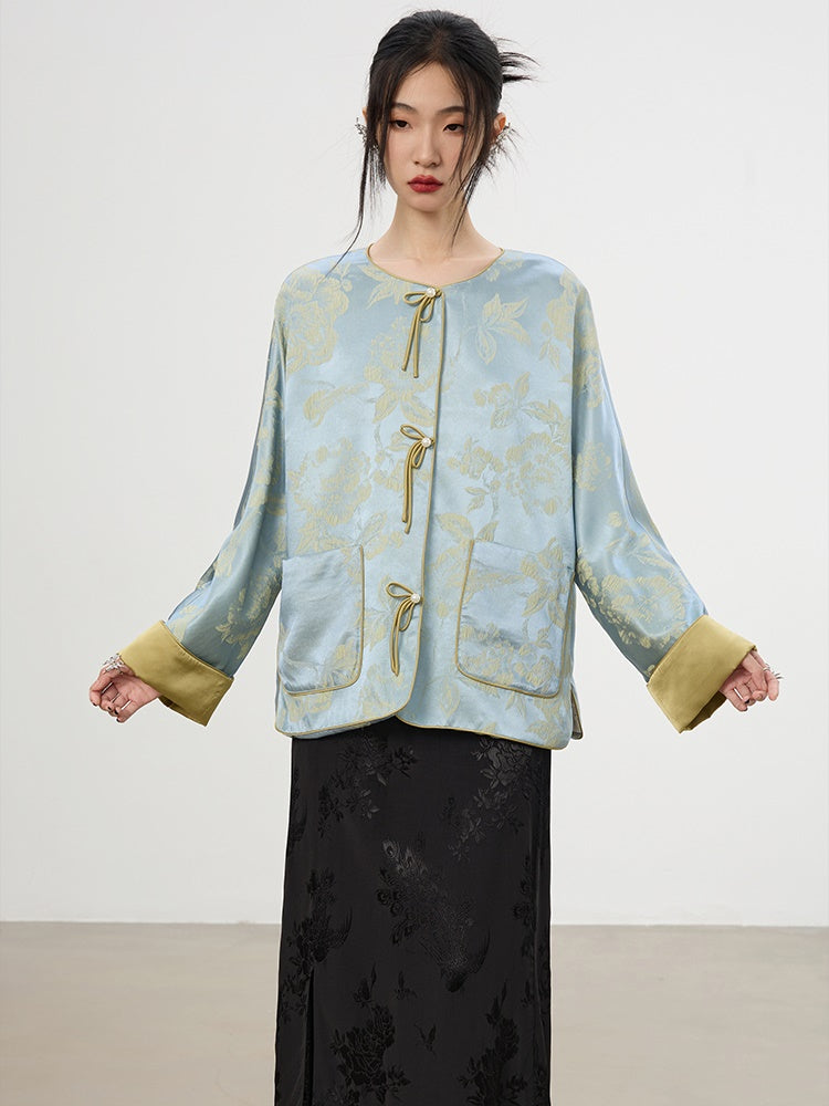 China Embroidery Flower High-End Chic Retro Jacket＆Skirt