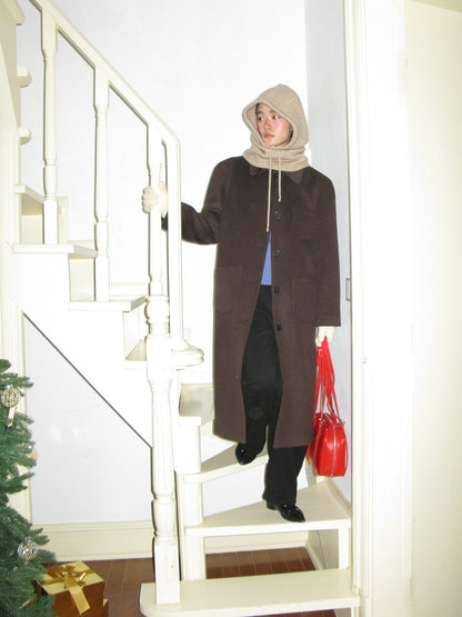 Wool Long Chic Simple Soutiencollar-Coat