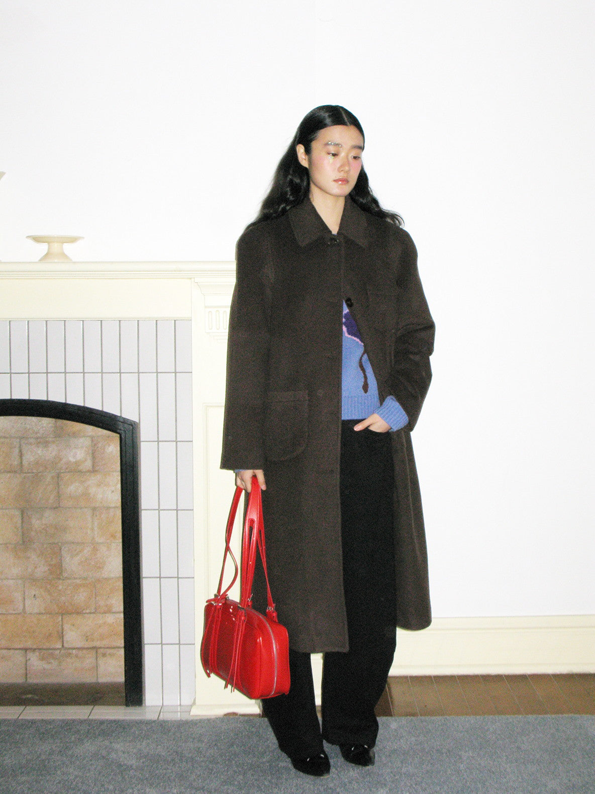 Wool Long Chic Simple Soutiencollar-Coat