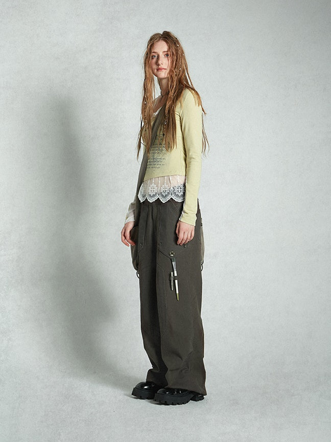 Drawstring Loose Casual Cargo Wide-Pants