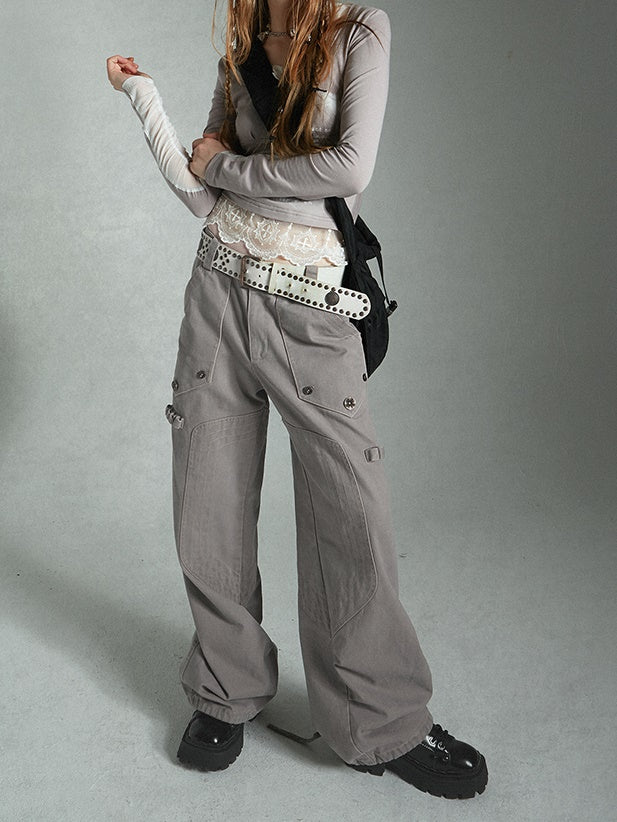 Drawstring Loose Casual Cargo Wide-Pants