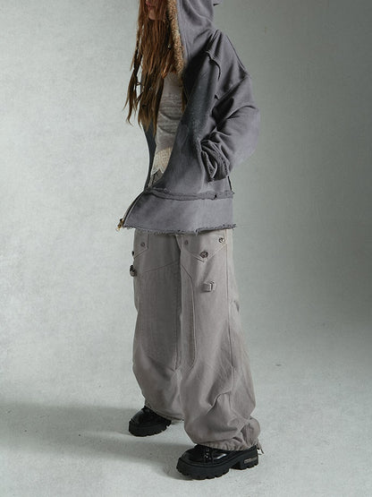 Drawstring Loose Casual Cargo Wide-Pants