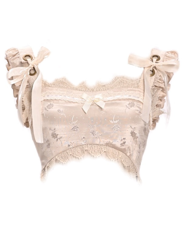 Gothique lolita cosplay ruban dentelle fleur de fleur recadrée