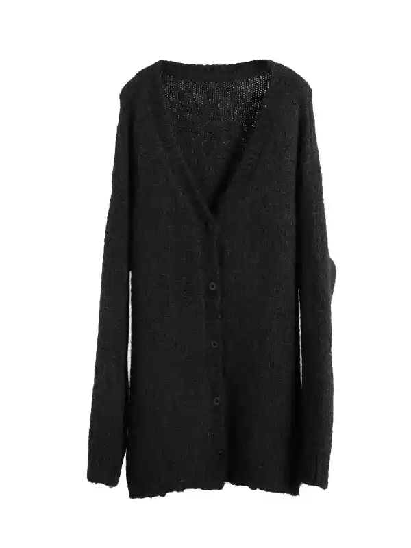 Nichi Plain Wool Fluffily Long-Cardigan