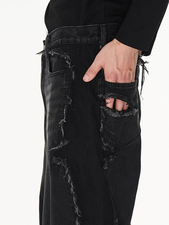 Denim Damage Straight Casual Pants