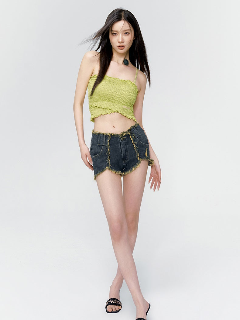 스트레치 Tigth Frill 2way Bare-Top Camisole