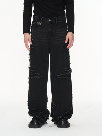 Denim Damage Straight Casual Pants