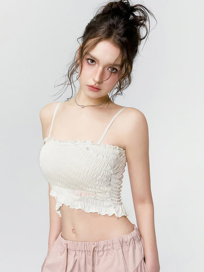 Stretch Tigth Frill 2Way Bare-Top Camisole