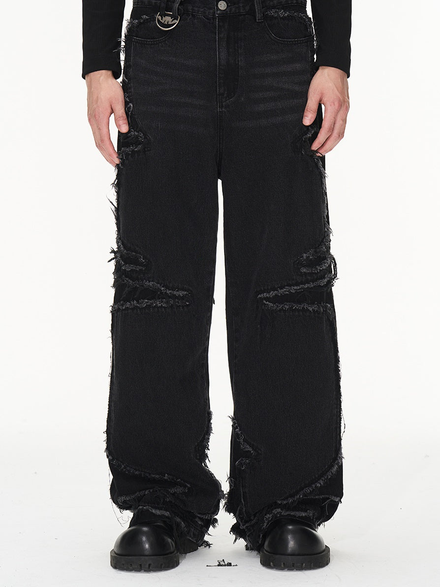 Denim Damage Straight Casual Pants