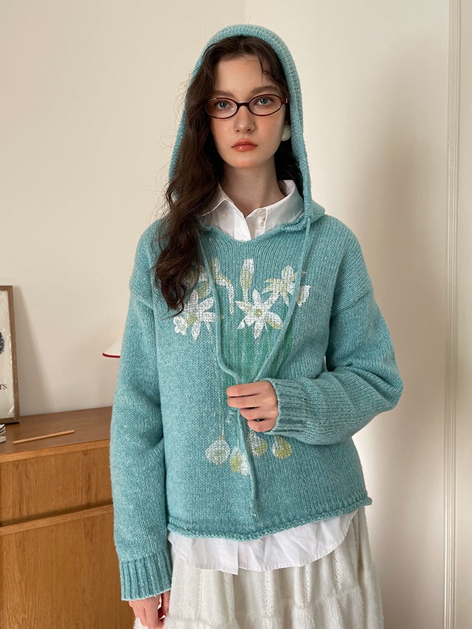 Blume übergroße Retro Oversize Cute Strick