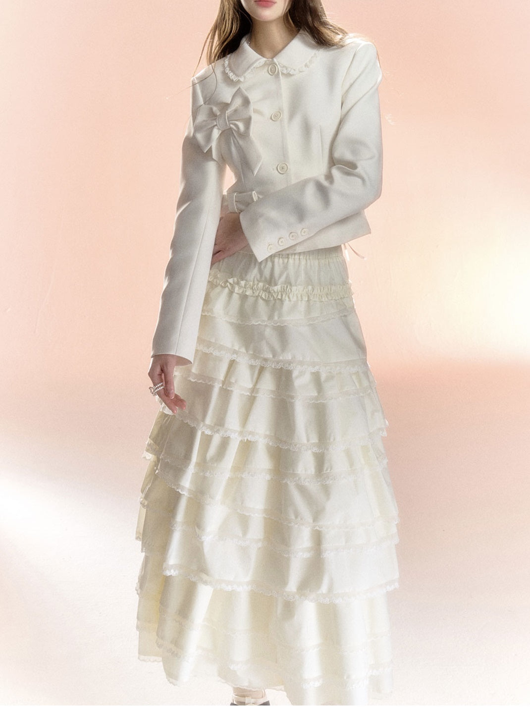 2Type Long Short Frill Lace Cake Feminine Tiered-Skit