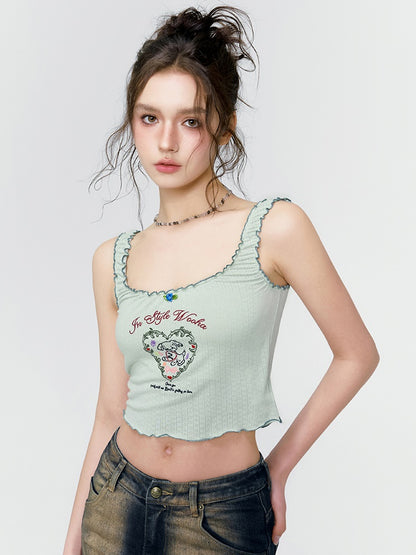 Mellow Heart Cropped Tank-Top