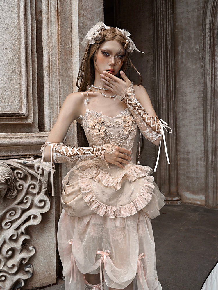 Lace Ribbon Sheer Lace-Up Flower Arm-Cover Glove – ARCANA ARCHIVE