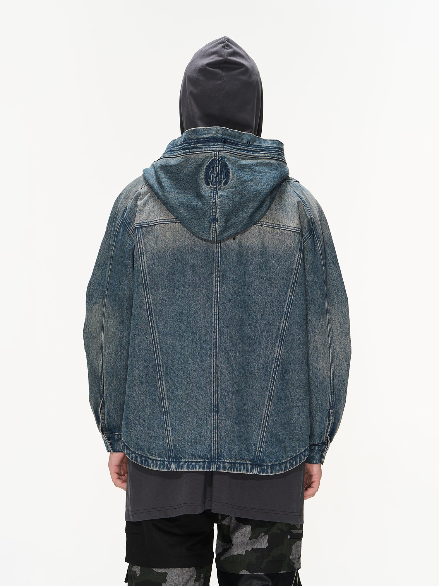 Denim Faded Vintage Hoodie Parka