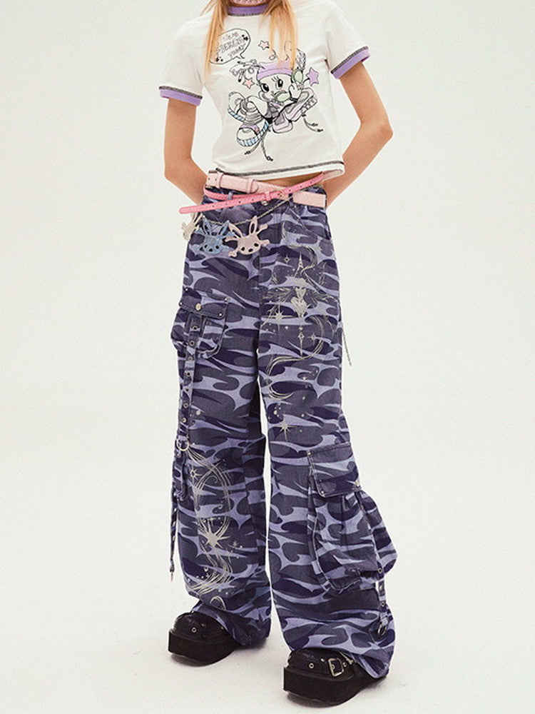 Loose Side-Pocket Cargo Camouflage Pants