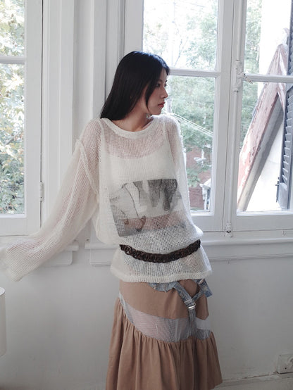 Mesh Oversize Casual Simple Sheer Knit