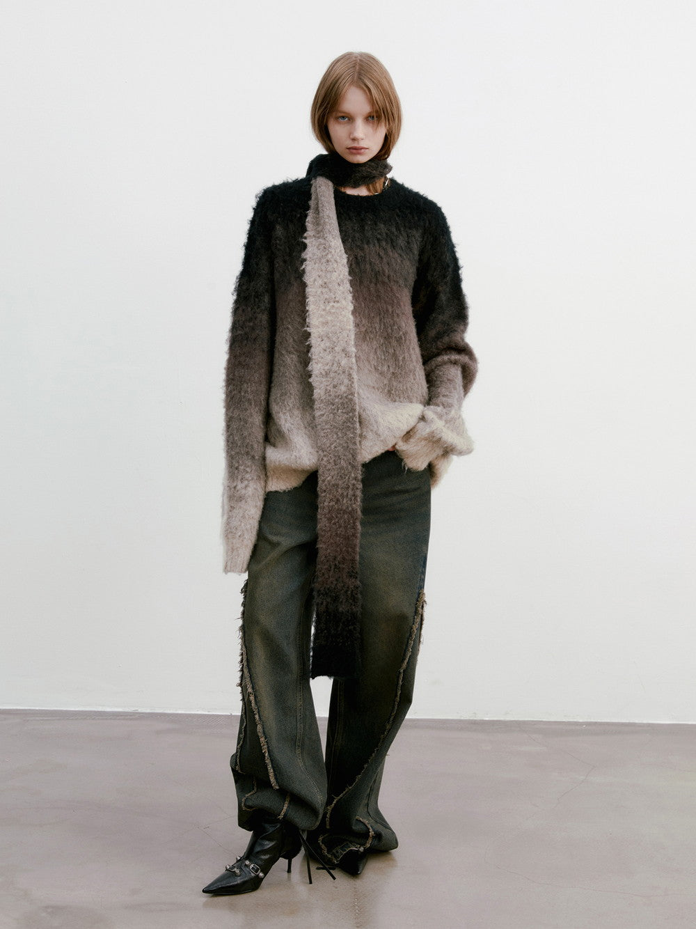 Unisex Gradation Oversize Casual Fluffily Mohair-Knit