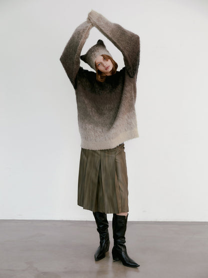 Unisex Gradation Oversize Casual Fluffily Mohair-Knit