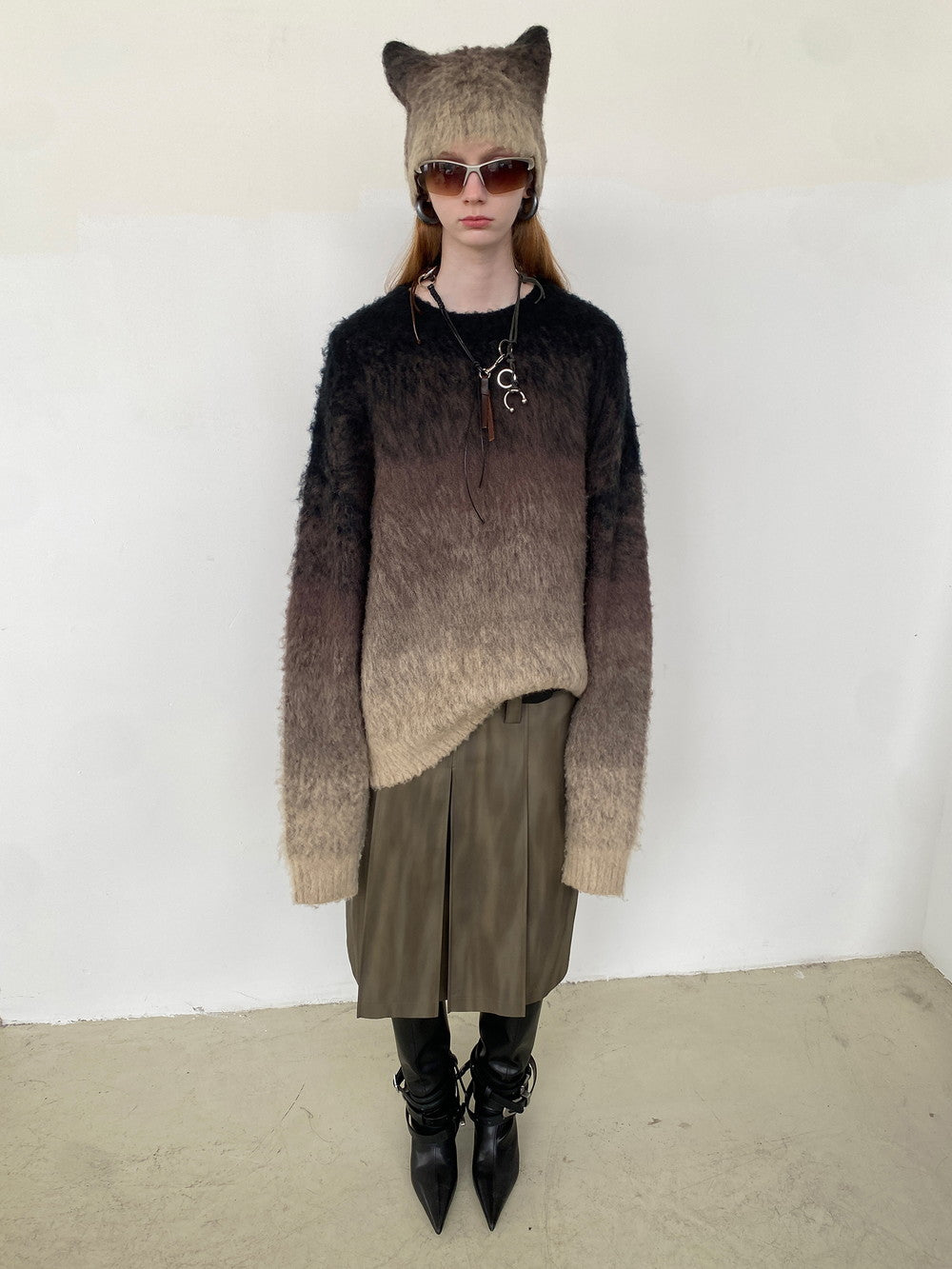 Unisex Gradation Oversize Casual Fluffily Mohair-Knit