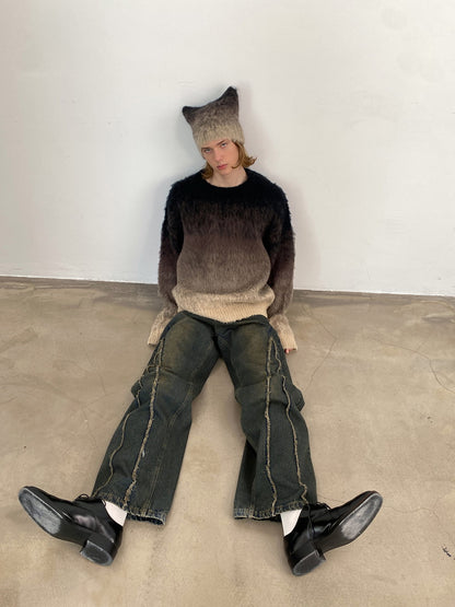 Unisex Gradation Oversize Casual Fluffily Mohair-Knit