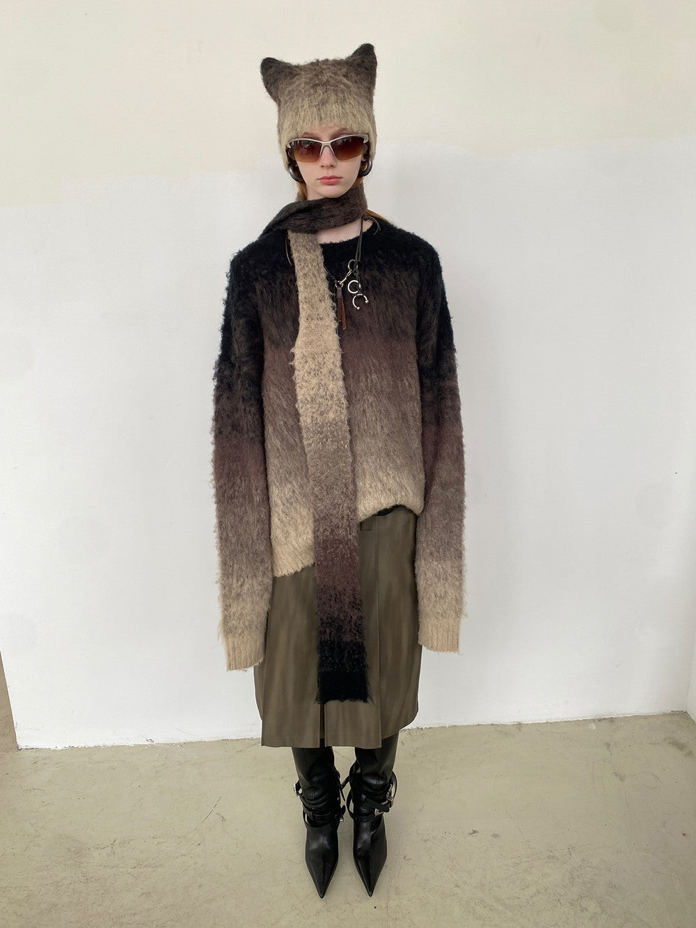 Unisex Gradation Oversize Casual Fluffily Mohair-Knit