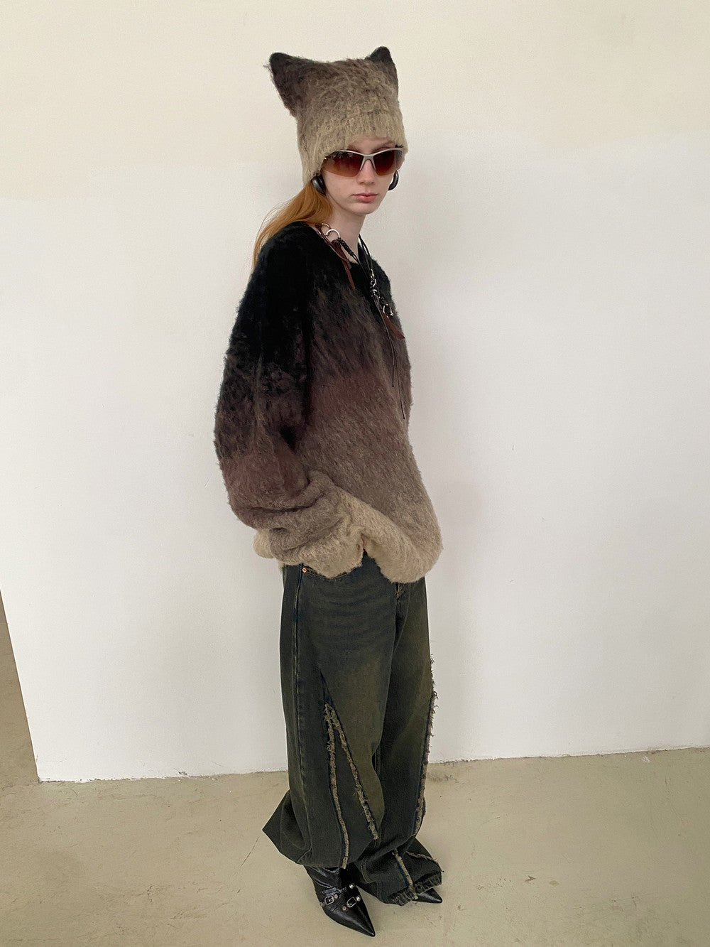 Unisex Gradation Oversize Casual Fluffily Mohair-Knit