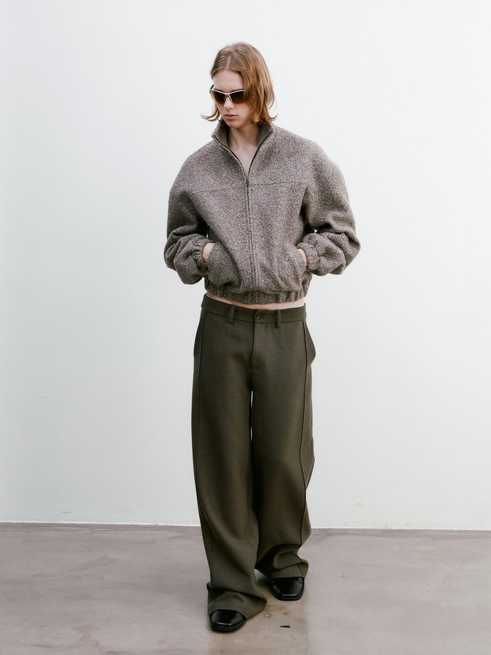 Unisex Wool Knit Plain Simple Retro Jacket＆Long-Skirt