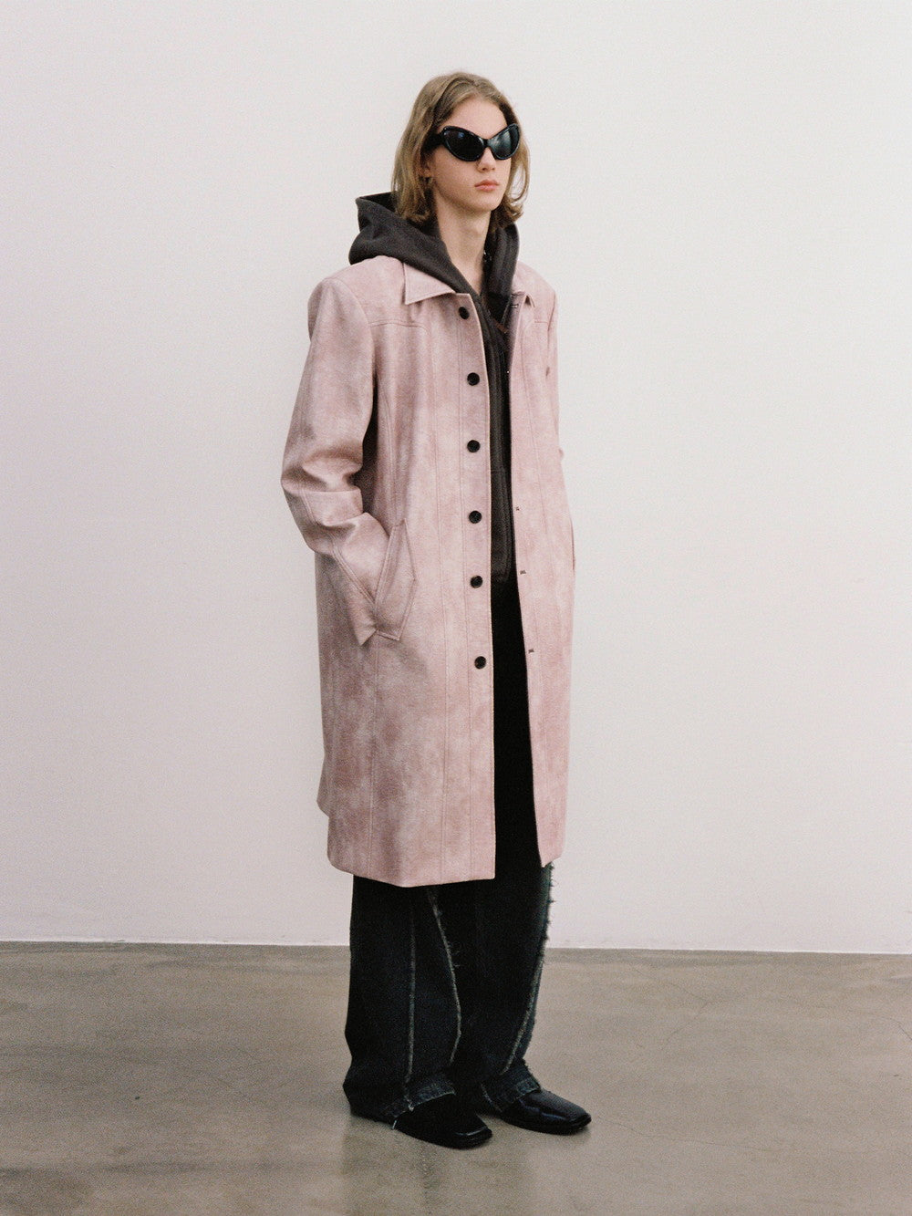 Unisex Leather Vintage Speckled Cool Long-Coat