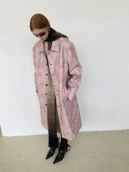 Unisex Leather Vintage Speckled Cool Long-Coat