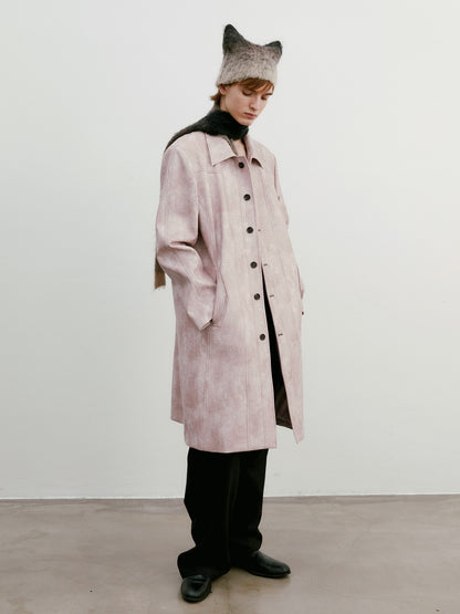 Unisex Leather Vintage Speckled Cool Long-Coat