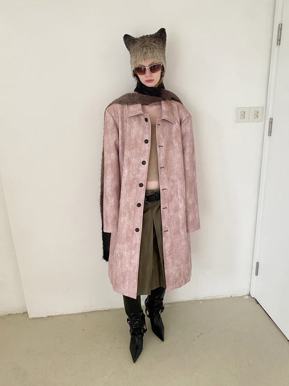 Unisex Leather Vintage Speckled Cool Long-Coat