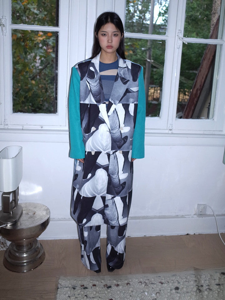 Patchwork Nichi Unique Print Long-Coat