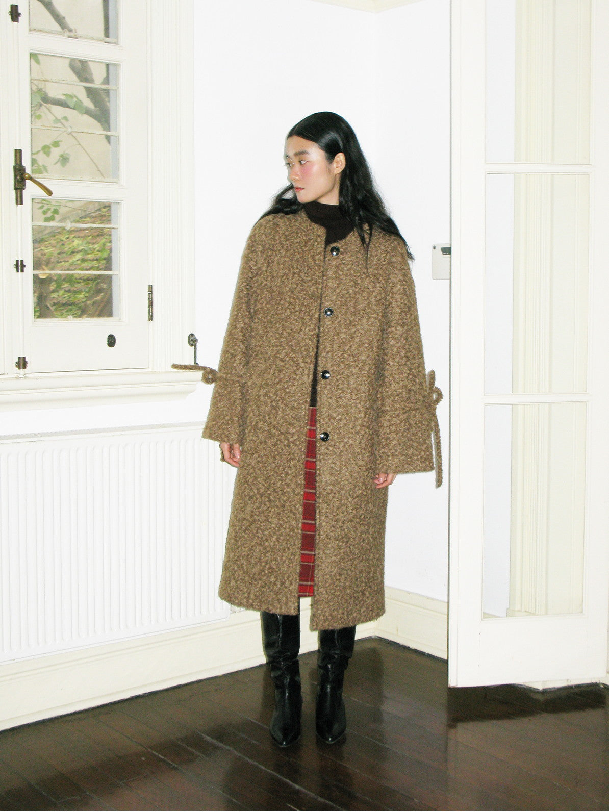 Ribbon niedliche Nicht-Anstrengungsfutter einfacher Boa-Coat