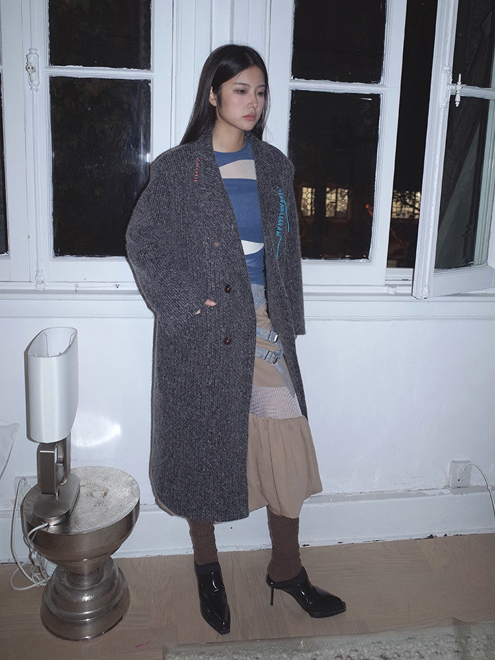 Wool Retro Simple Dark Oversize Coat