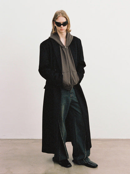 Unisex Wool Simple Maxi Long-Coat