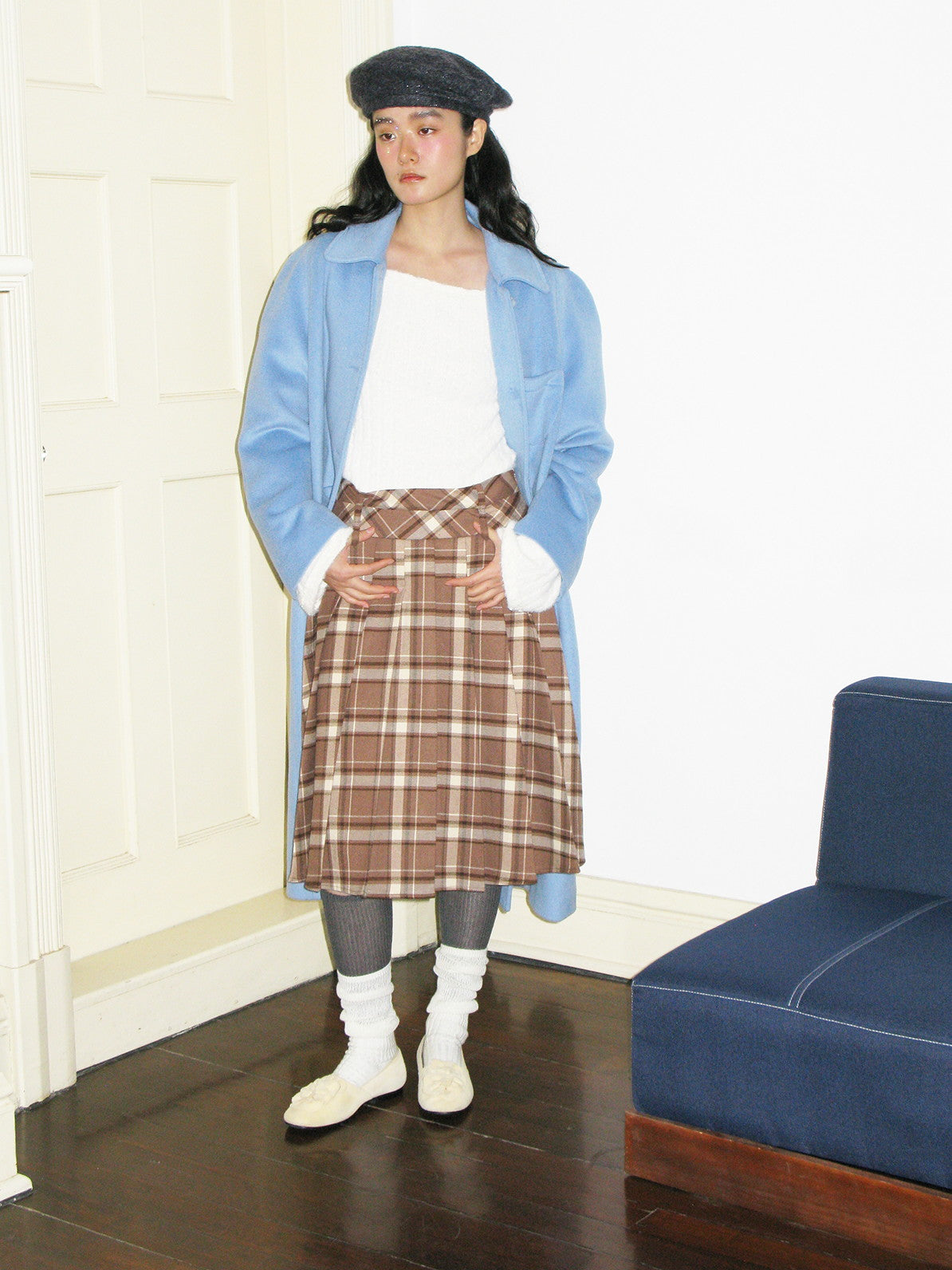 체크인 girly retro flare box-peats a-line skirt