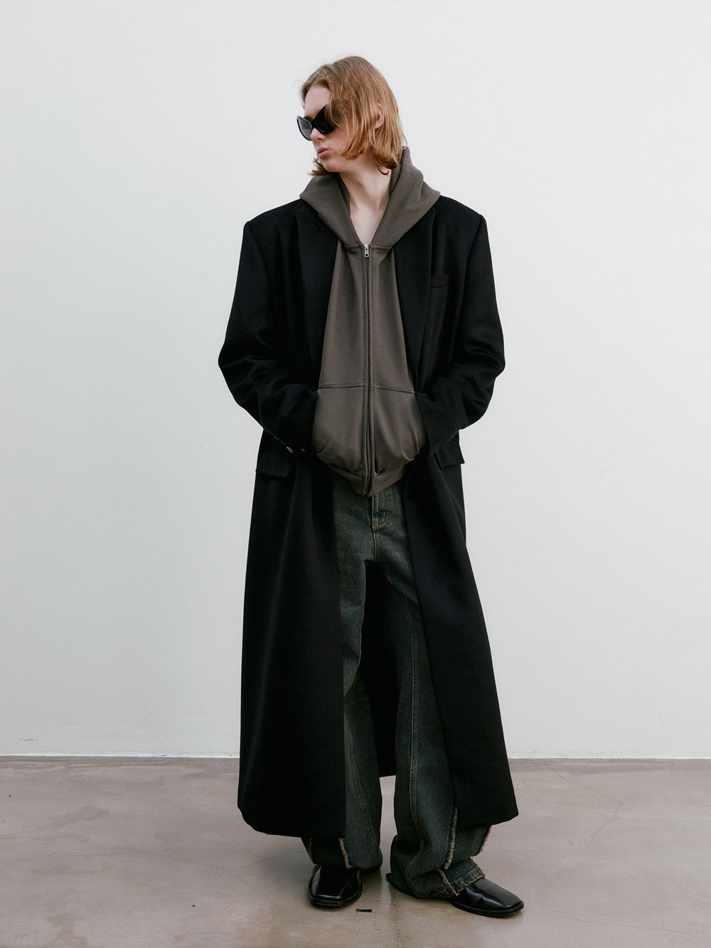 Unisex Wool Simple Maxi Long-Coat